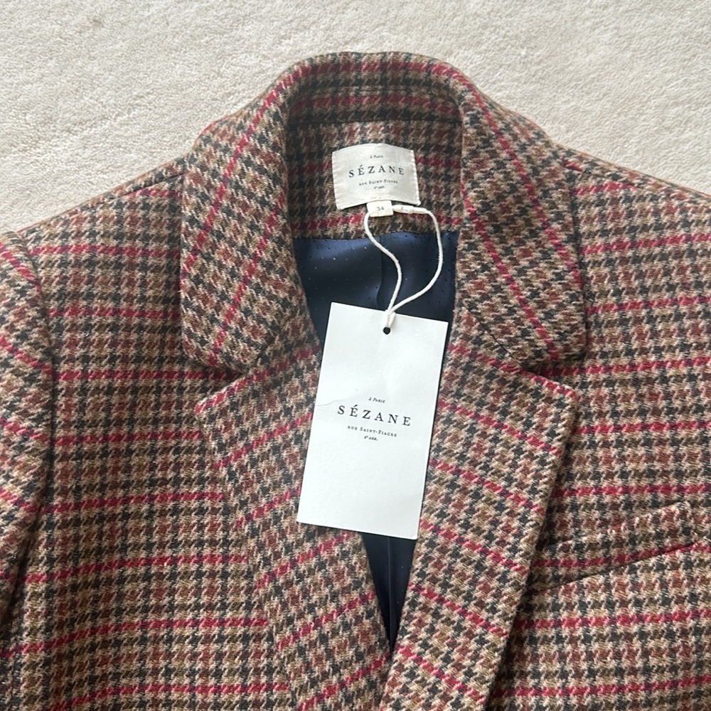 Sezane Christie Jacket Blazer in Houndstooth 34 or 2 NWT - Picture 3 of 5